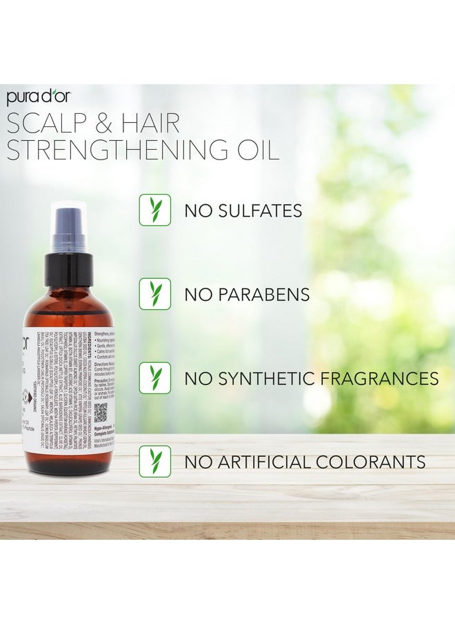 PURA D'OR 3.3 Oz Scalp & Hair Strengthening Oil - Supports Optimal Growth, Reduce Breakage, Nourish Roots for Healthier, Fuller, Thicker Hair - Rosemary, Castor & Peppermint Oil for Stronger Strands