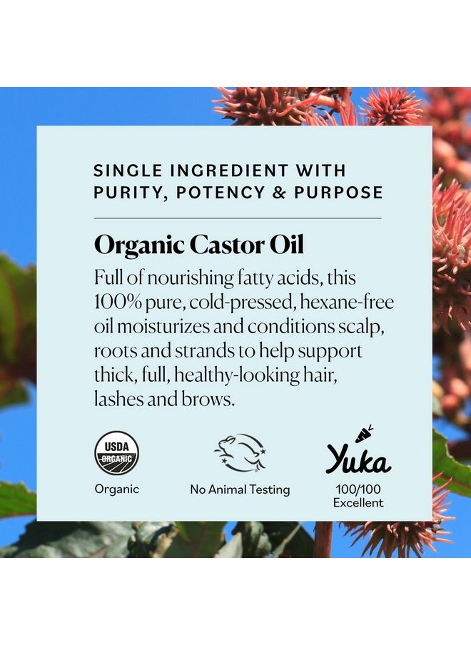Sky Organics Organic Castor Oil, 100% Pure, Hexane Free, Cold-Pressed to Support Stronger, Fuller-Looking Hair, Eyelashes & Eyebrows,Good for Castor Packs, Navel Oiling, Carrier Oil Use, 16 fl oz