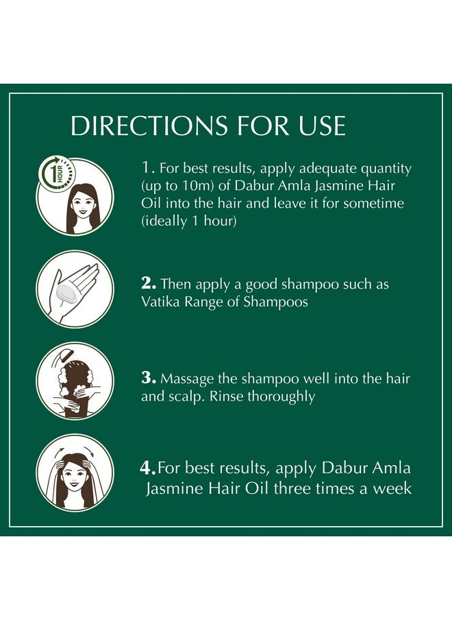 Dabur Amla Jasmine Hair Oil - Indian Hair Treatment for Healthy Hair, Moisturized Scalp, and Strengthening, Men and Women, 10.14 Fl Oz