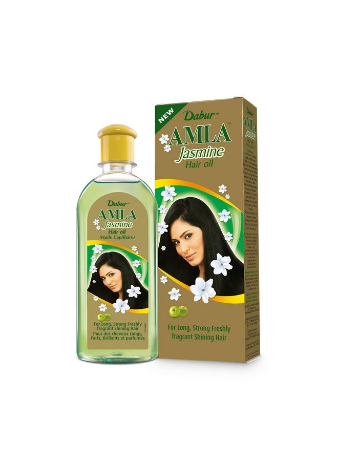 Dabur Amla Jasmine Hair Oil - Indian Hair Treatment for Healthy Hair, Moisturized Scalp, and Strengthening, Men and Women, 10.14 Fl Oz