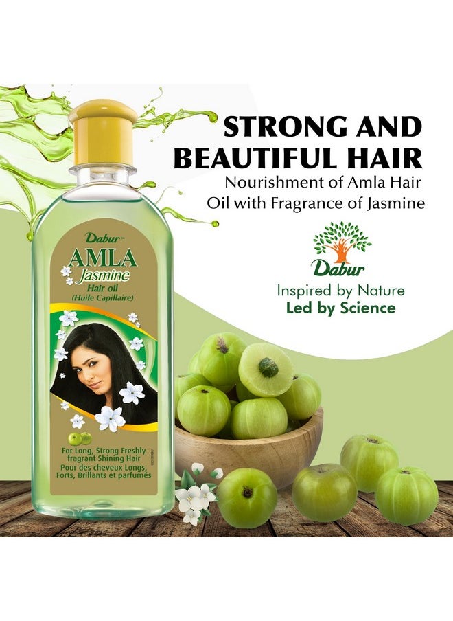 Dabur Amla Jasmine Hair Oil - Indian Hair Treatment for Healthy Hair, Moisturized Scalp, and Strengthening, Men and Women, 10.14 Fl Oz