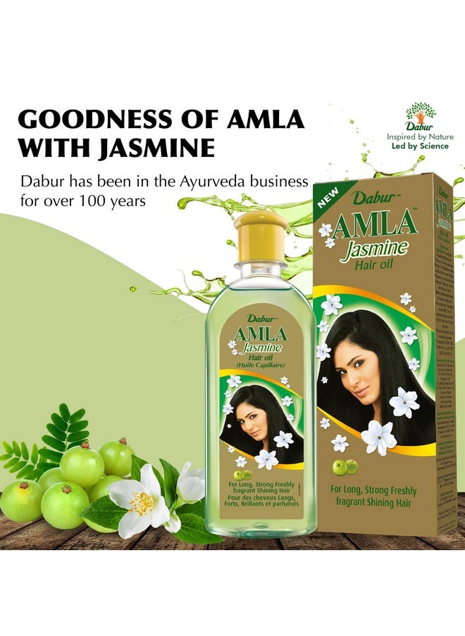 Dabur Amla Jasmine Hair Oil - Indian Hair Treatment for Healthy Hair, Moisturized Scalp, and Strengthening, Men and Women, 10.14 Fl Oz