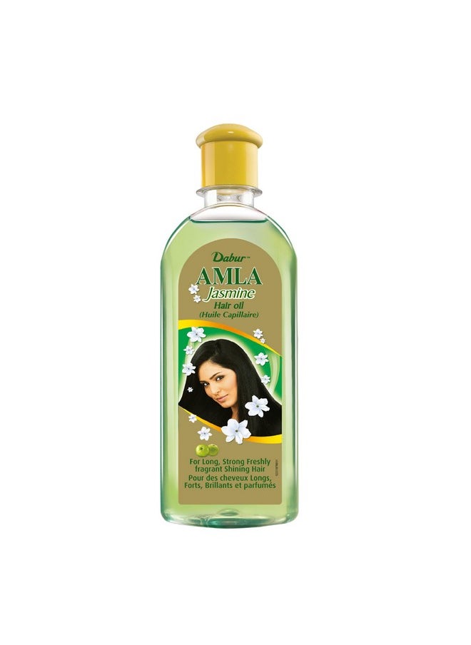 Dabur Amla Jasmine Hair Oil - Indian Hair Treatment for Healthy Hair, Moisturized Scalp, and Strengthening, Men and Women, 10.14 Fl Oz