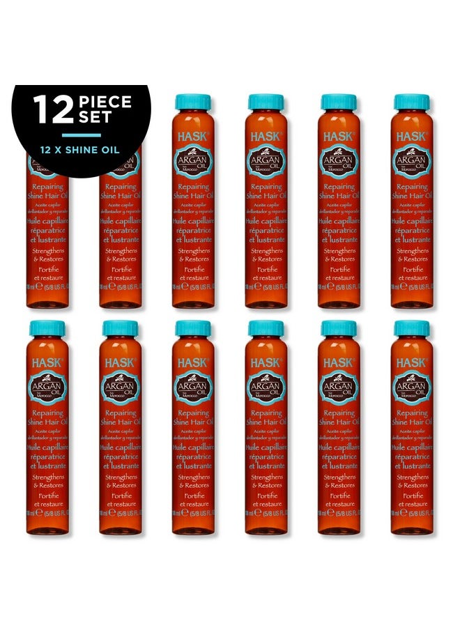 HASK Argan Repairing Hair Oil - 12 shine Oil Vials for shine and frizz control for all hair types, color safe, gluten-free, sulfate-free, paraben-free