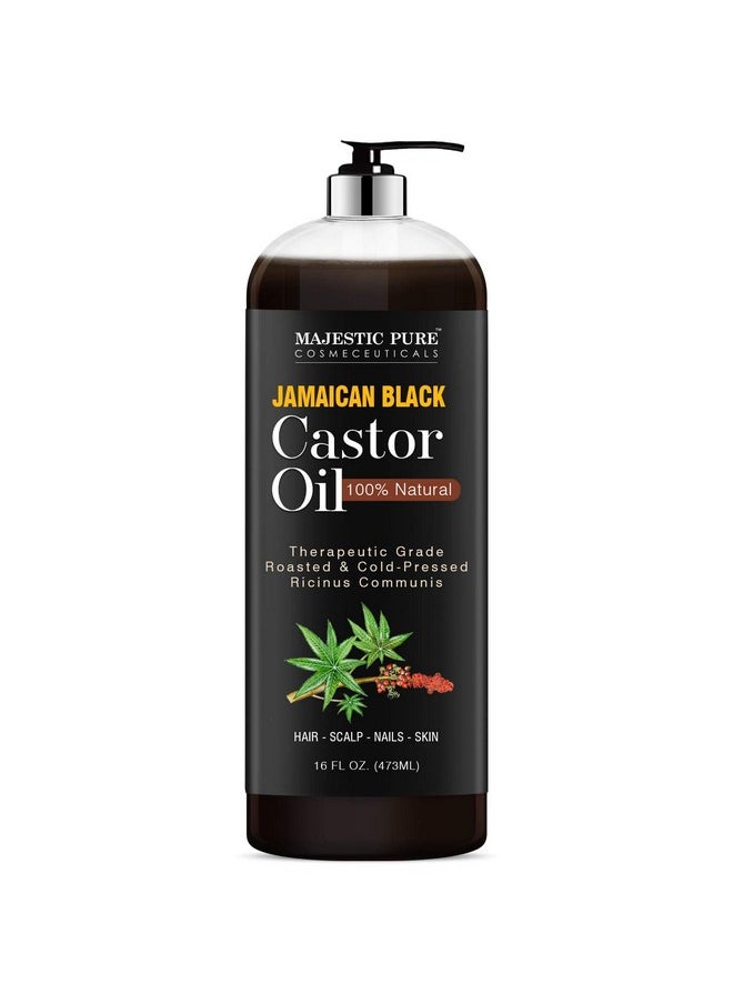 MAJESTIC PURE Pure Jamaican Black Castor Oil for Hair Care, Strengthening, Nourishing, and Volumizing Formula - Non GMO Verified, 16 Fl Oz