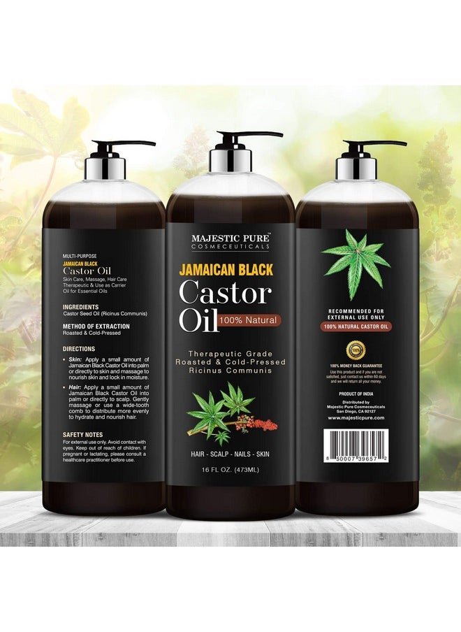 MAJESTIC PURE Pure Jamaican Black Castor Oil for Hair Care, Strengthening, Nourishing, and Volumizing Formula - Non GMO Verified, 16 Fl Oz