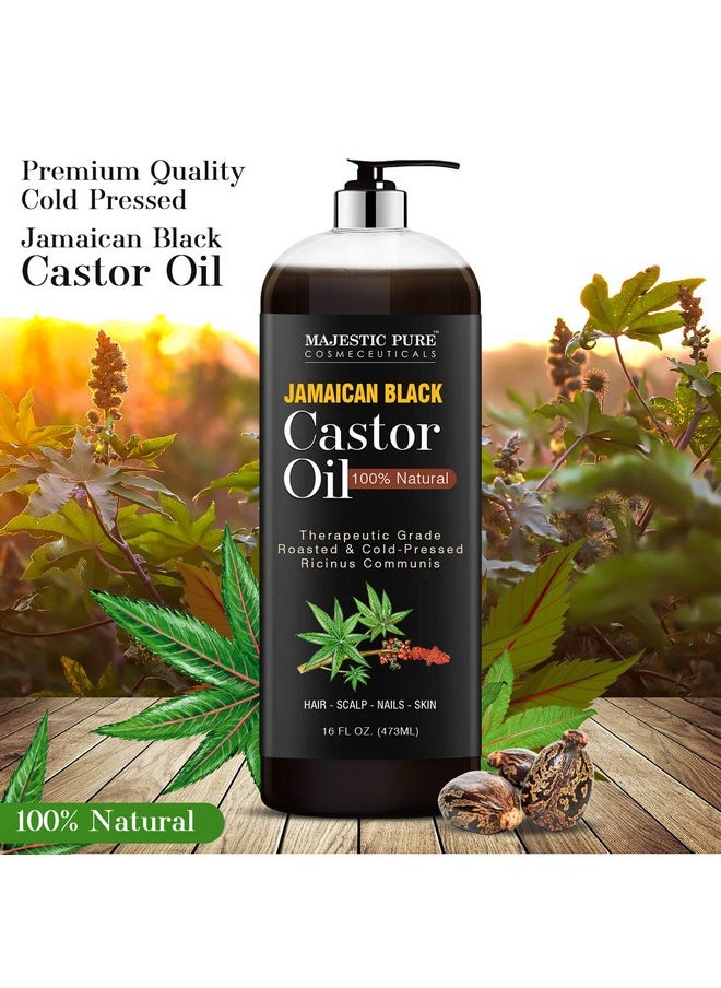 MAJESTIC PURE Pure Jamaican Black Castor Oil for Hair Care, Strengthening, Nourishing, and Volumizing Formula - Non GMO Verified, 16 Fl Oz