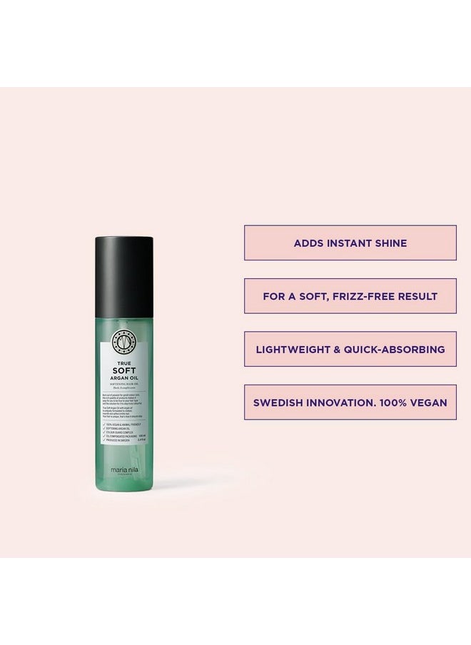 Maria Nila True Soft, Argan Oil 3.4 Fl Oz, For Dry Hair, Easily absorbed, Remoisturises & Reduces Frizz, 100% Vegan & Sulfate/Paraben free