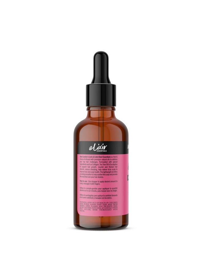 Aunt Jackie's Elixir Essentials Hair & Scalp Oil, Collagen, Tea Tree Oil & Eucalyptus, Thickens & Supports Hair Growth, 2 oz