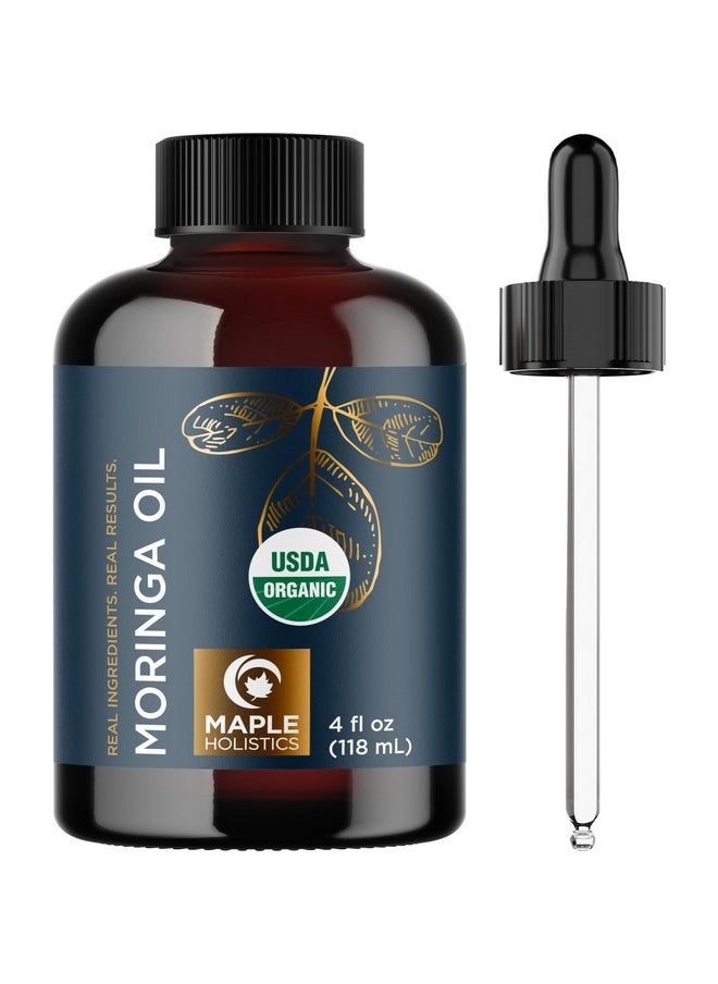 Organic Moringa Oil for Hair and Skin - Cold Pressed Virgin Unrefined Natural Pure USDA Organic Hair Oil for Dry Damaged Hair and Ultra Hydrating Face Oil - Carrier Oil for Essential Oils Mixing