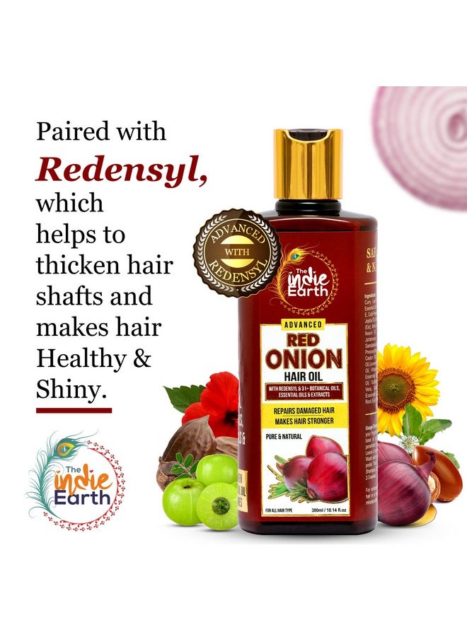 The Indie Earth Advanced Red Onion Oil 300ml, Repairs Damaged Hair - Makes hair Thicker & Stronger