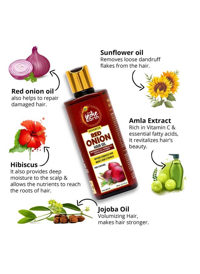 The Indie Earth Advanced Red Onion Oil 300ml, Repairs Damaged Hair - Makes hair Thicker & Stronger