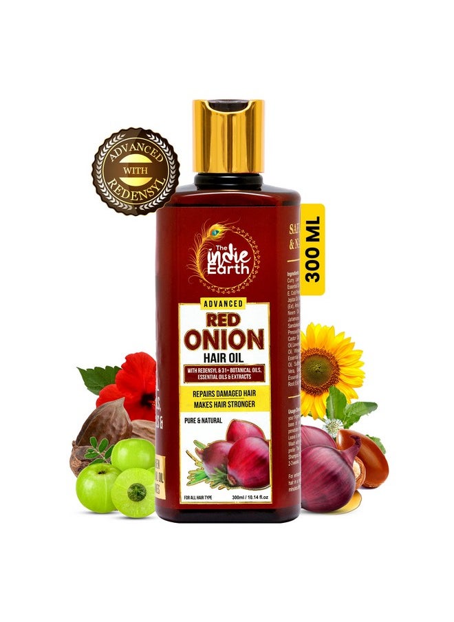 The Indie Earth Advanced Red Onion Oil 300ml, Repairs Damaged Hair - Makes hair Thicker & Stronger