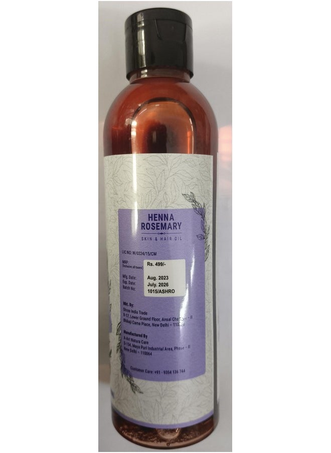 AYURVEDASHREE Henna Rosemary Hair Oil 200 ml, 6.76 fl oz with Neem, Shikakai, Bhringraj, Amla, Brahmi, Sesame, Olive & Sunflower Oils