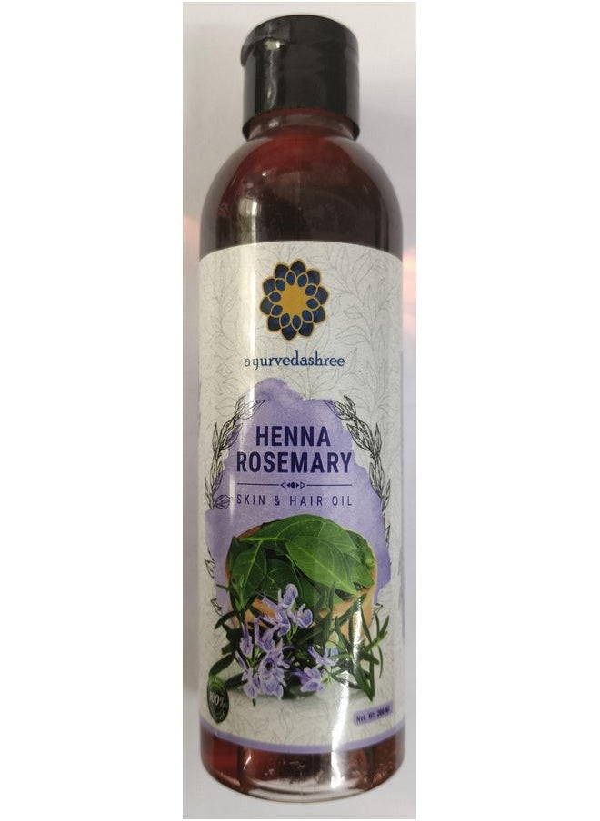AYURVEDASHREE Henna Rosemary Hair Oil 200 ml, 6.76 fl oz with Neem, Shikakai, Bhringraj, Amla, Brahmi, Sesame, Olive & Sunflower Oils