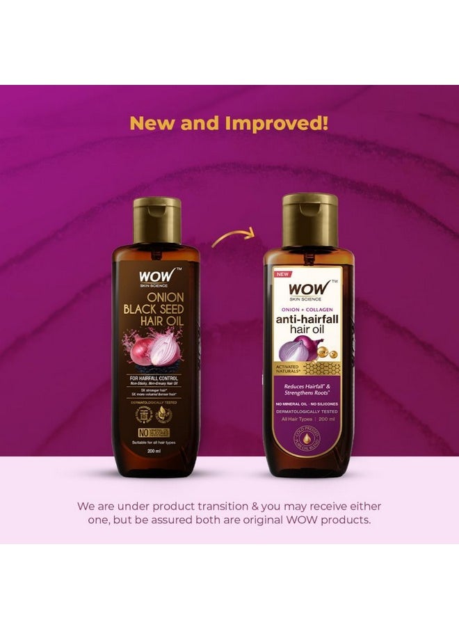 WOW Skin Science Onion Black Seed Hair Oil - Nourishing Treatment for Dry, Damaged Hair Growth with Almond, Castor, Olive, Coconut & Jojoba Oils