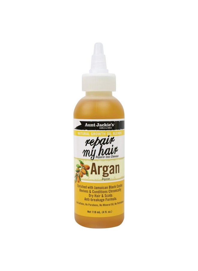 Aunt Jackie's Natural Growth Oil Blends Repair My Hair - Argan, Revives and Conditions Chronically Dry Hair and Scalp, Anti-Breakage Formula, 4 oz