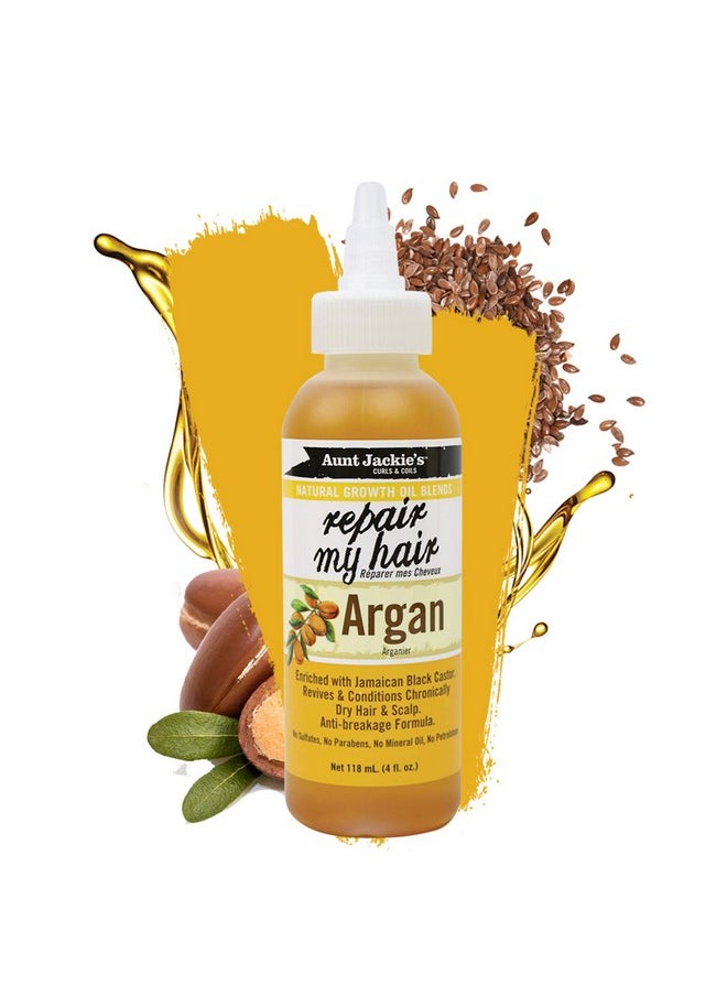 Aunt Jackie's Natural Growth Oil Blends Repair My Hair - Argan, Revives and Conditions Chronically Dry Hair and Scalp, Anti-Breakage Formula, 4 oz
