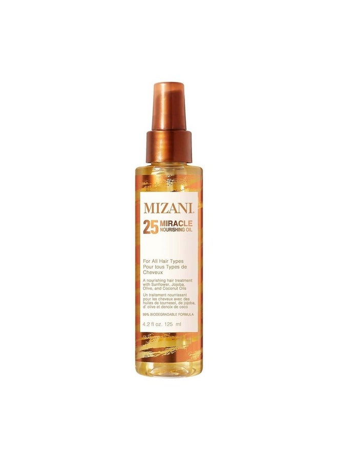 Mizani 25 Miracle Nourishing Hair Oil | Softens and Adds Shine| Lightweight, Nourishing Hair Oil | With Coconut Oil | For All Hair Types | 4.2 Fl. Oz.