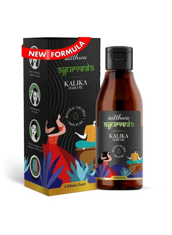 Satthwa Kalika Hair Oil, 150Ml Ayurvedic Anti-Grey Solution For Unisex With Ridge Gourd, Hibiscus, Bhringraj For Darkening Hair, Delays Greying, Strengthens, Adds Shine & Reduces Hair Fall