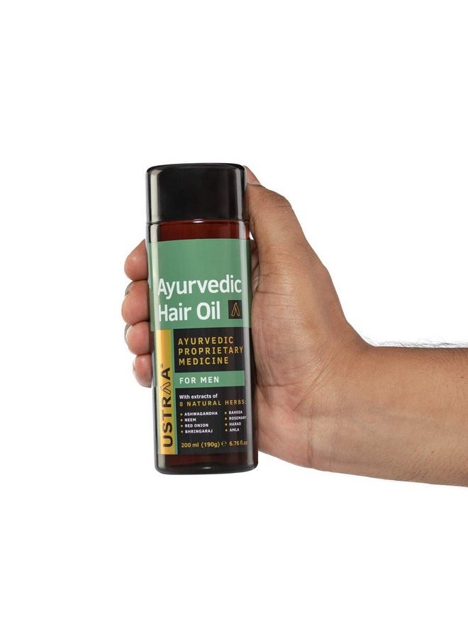 Ustraa Ayurvedic Hair Oil 6.76 Fl oz - with 8 Natural Herb extracts, Controls hair fall, Fights Dandruff, Ayurvedic Nourishment for Hair