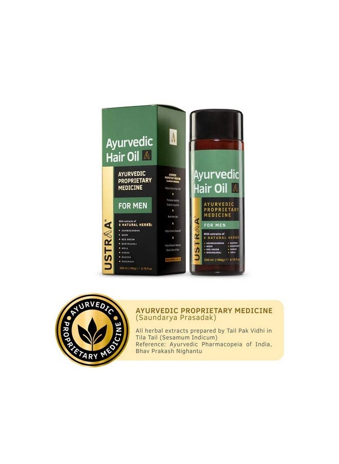 Ustraa Ayurvedic Hair Oil 6.76 Fl oz - with 8 Natural Herb extracts, Controls hair fall, Fights Dandruff, Ayurvedic Nourishment for Hair