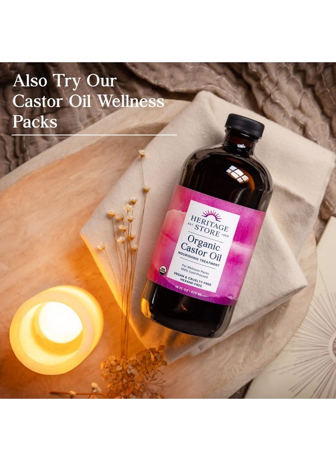 HERITAGE STORE Organic Castor Oil, Glass Bottle, Cold Pressed, Rich Hydration for Hair & Skin, Bold Lashes & Brows (32 Fl Oz)