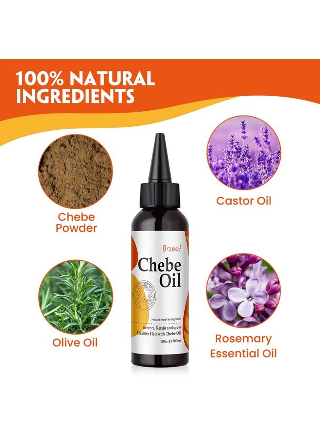 Brzeaf Natural Chebe Oil from Chad - 3.38OZ, Moisturizing African Scalp and Hair Oil for Promoting Growth, Deterring Breakage & Deep Conditioning