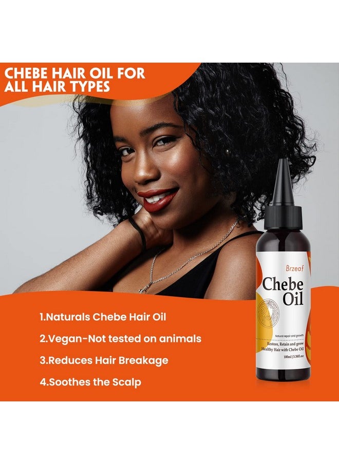 Brzeaf Natural Chebe Oil from Chad - 3.38OZ, Moisturizing African Scalp and Hair Oil for Promoting Growth, Deterring Breakage & Deep Conditioning