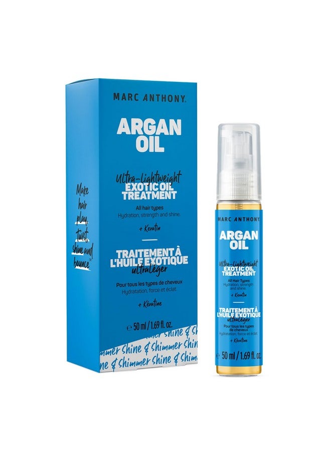 Marc Anthony Exotic Argan Oil Treatment with Keratin - Ultra-Lightweight Hair Oil Treatment Hydrates & Strengthens for Shiny, Healthy-Looking Hair for All Hair Types - Sulfate & Paraben Free