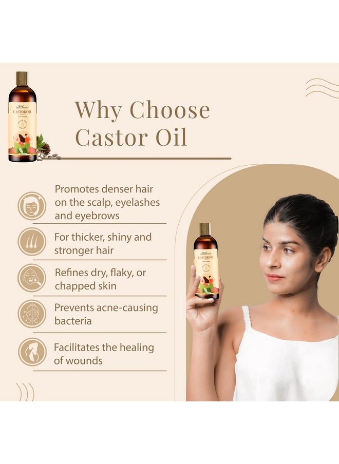 Satthwa Cold Pressed Castor Oil (Arandi ka Tel) for Moisturising Skin, Stronger Hair, Nail & Eyelash, Hexane Free, Pure & Virgin Grade for Men and Women - 200ml