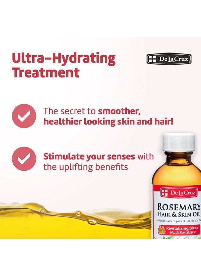 De La Cruz Rosemary Oil Blend Moisturizer with Castor, Avocado and Olive Oil - Topical Use Only 8 FL. OZ. (236 mL)