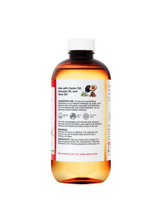 De La Cruz Rosemary Oil Blend Moisturizer with Castor, Avocado and Olive Oil - Topical Use Only 8 FL. OZ. (236 mL)