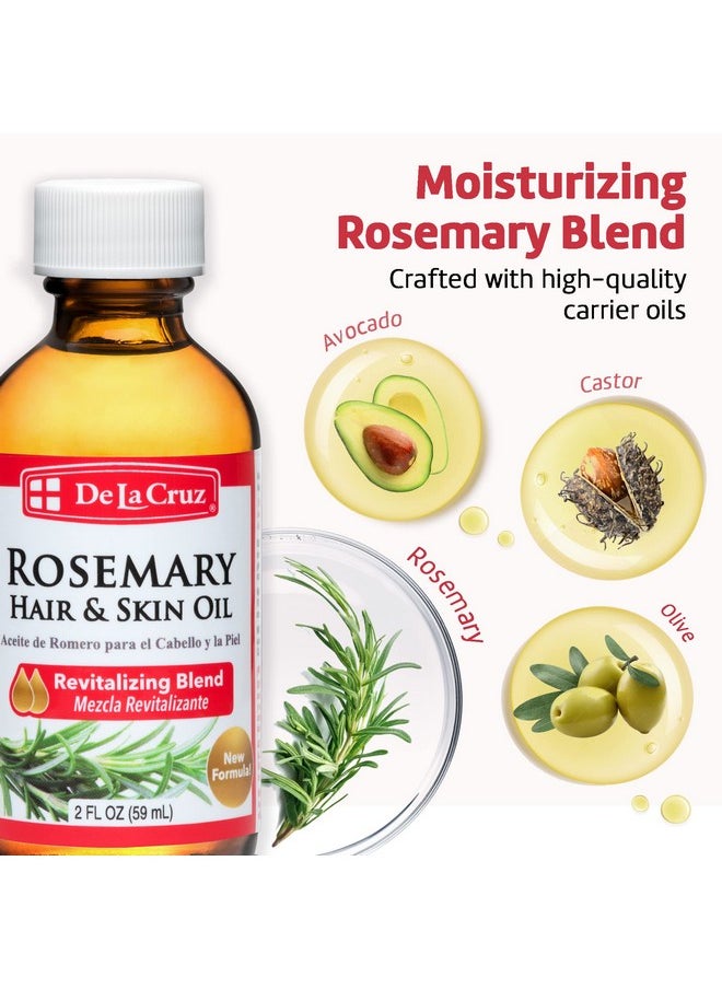 De La Cruz Rosemary Oil Blend Moisturizer with Castor, Avocado and Olive Oil - Topical Use Only 8 FL. OZ. (236 mL)