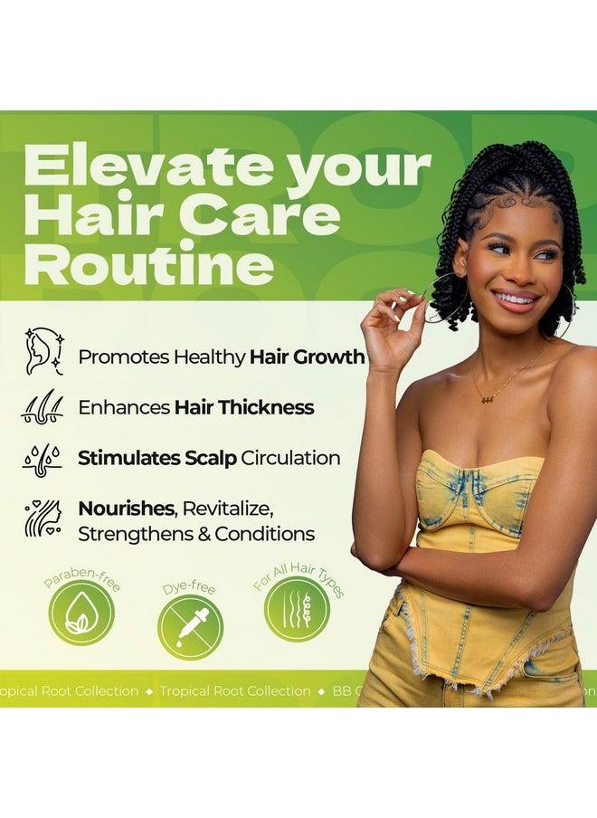 Bronner Bros Tropical Roots Jamaican Black Castor Oil with Rosemary Oil for Healthy Hair Growth - Deeply Nourishes, Strengthens, Soothes & Revitalizes Hair & Scalp - Adds Moisture & Shine - 5oz
