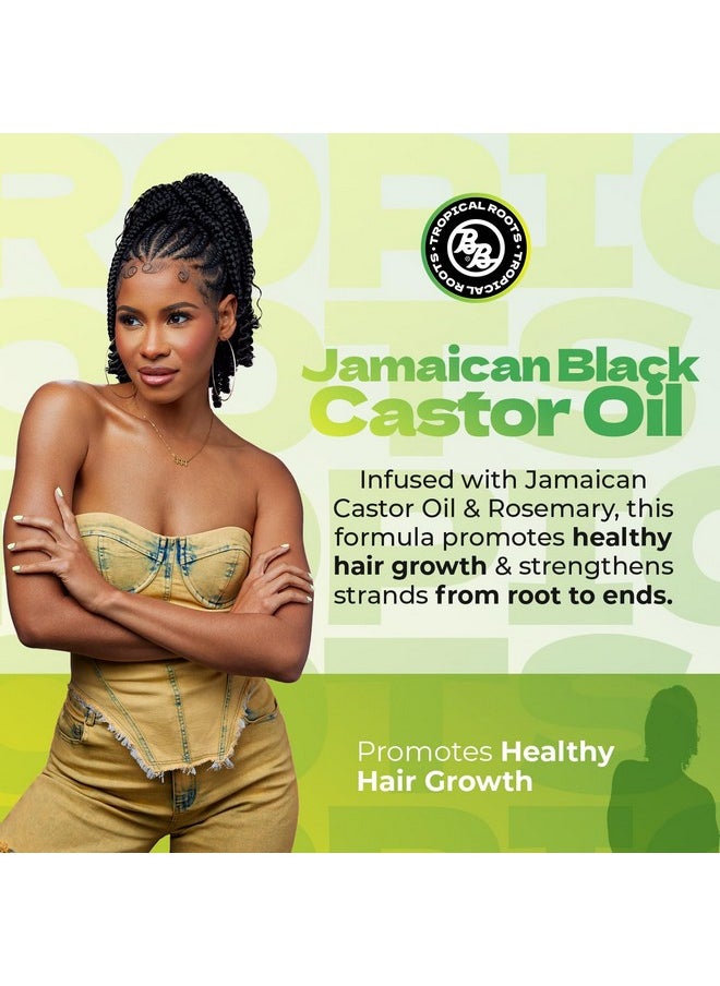 Bronner Bros Tropical Roots Jamaican Black Castor Oil with Rosemary Oil for Healthy Hair Growth - Deeply Nourishes, Strengthens, Soothes & Revitalizes Hair & Scalp - Adds Moisture & Shine - 5oz