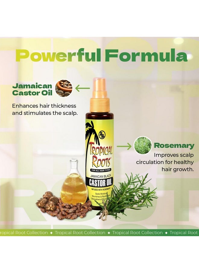 Bronner Bros Tropical Roots Jamaican Black Castor Oil with Rosemary Oil for Healthy Hair Growth - Deeply Nourishes, Strengthens, Soothes & Revitalizes Hair & Scalp - Adds Moisture & Shine - 5oz