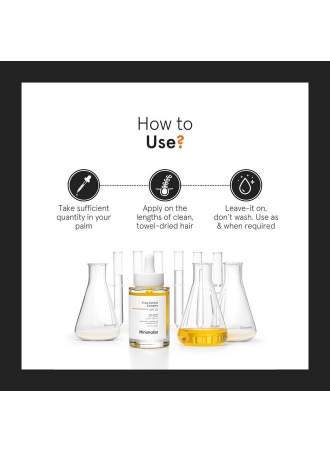 Minimalist SPF 30 Hair Serum For Frizzy Hair With Keratin, Argan Oil & Ceramides | Heat Protection Serum, Smoothens & Protects From UV | Lightweight | Leave In Serum For Women & Men | 50 ml