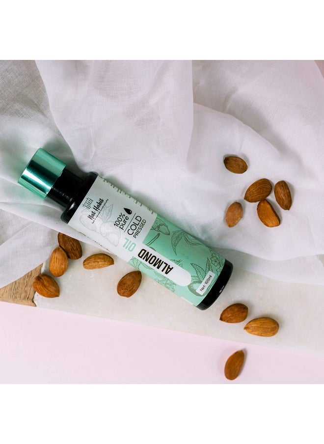 Nat Habit Cold Pressed 100% Pure Sweet Almond (Badam) Oil for Skin & Hair With Vitamin E, Omega-3,6 & 9, Mineral Free - 50 ml