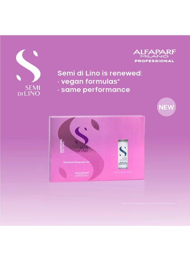 Alfaparf Milano Semi Di Lino Moisture Nutritive Essential Hair Oil - Professional Hair Oil Treatment to Protect & Prolong Color Treated Hair - Sulfate + Paraben Free (6 Vials - 13ml / 0.44 fl. oz)