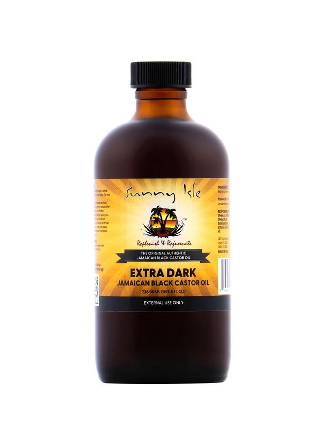 Sunny Isle Extra Dark Jamaican Black Castor Oil, 8 fl. oz. | 100% Natural High Potency Treatment for Hair, Scalp