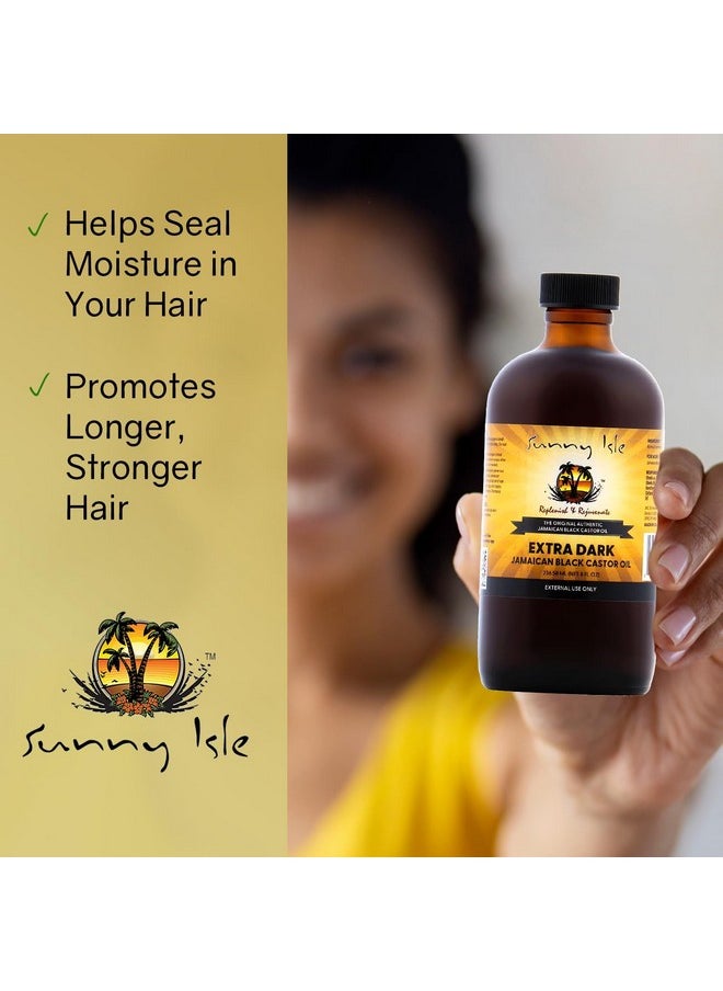 Sunny Isle Extra Dark Jamaican Black Castor Oil, 8 fl. oz. | 100% Natural High Potency Treatment for Hair, Scalp
