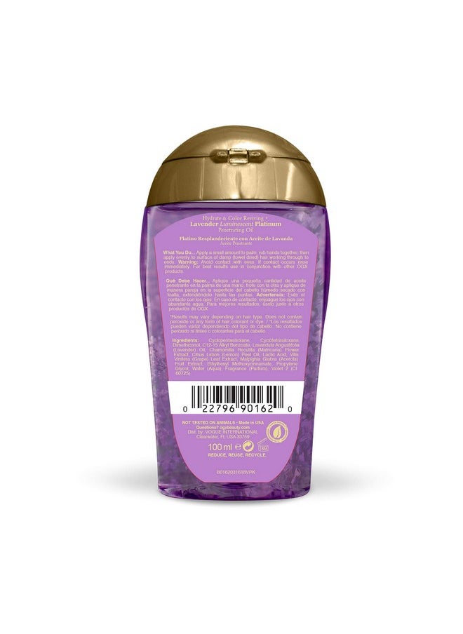 OGX Hydrate & Color Reviving + Luminescent Platinum Penetrating Oil, Lavender 3.3 Fl Oz