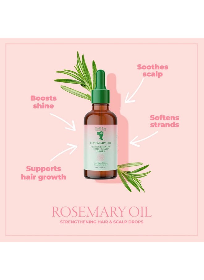 Camille Rose Rosemary Oil Strengthening Hair & Scalp Drops, with Castor, Peppermint & Rosemary Oils, for Hair Growth, Hydration & Strength, 1.9 fl oz