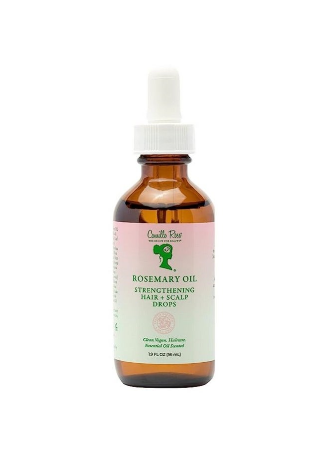 Camille Rose Rosemary Oil Strengthening Hair & Scalp Drops, with Castor, Peppermint & Rosemary Oils, for Hair Growth, Hydration & Strength, 1.9 fl oz