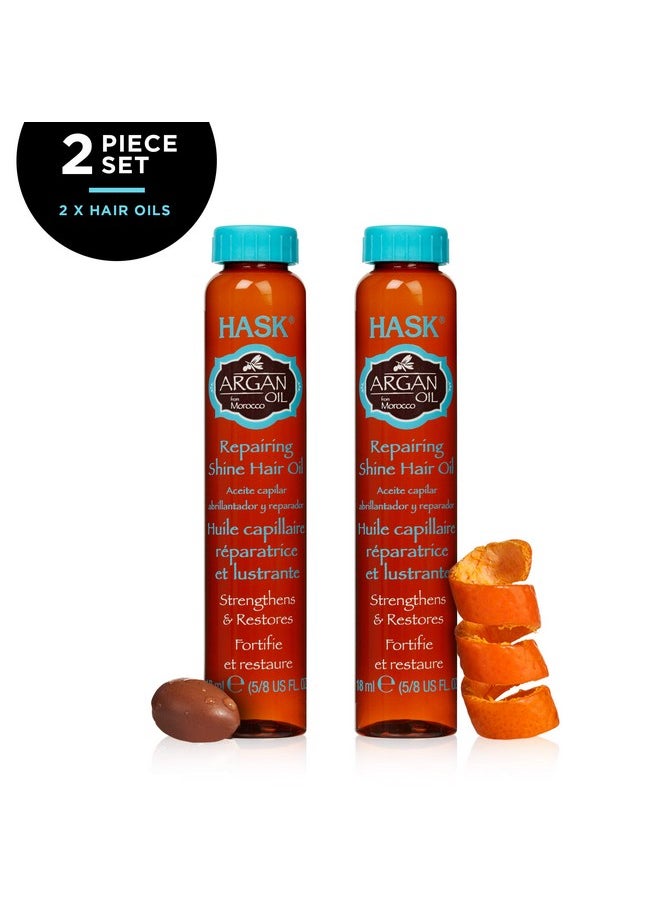 HASK ARGAN Repairing Hair Oil Vials for shine and frizz control for all hair types, color safe, gluten free, sulfate free, paraben free - Pack of 2