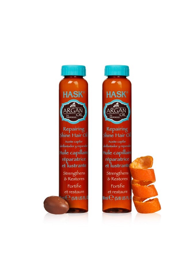 HASK ARGAN Repairing Hair Oil Vials for shine and frizz control for all hair types, color safe, gluten free, sulfate free, paraben free - Pack of 2
