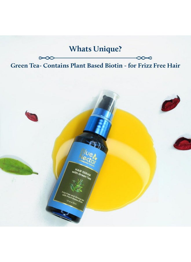 Blue Nectar Green Tea Hair Serum for Dry Frizzy Hair for Women & Men | Plant Based Biotin Hair Growth Serum | Hair Serum for Hair Fall Control for All Hair Types (12 herbs, 50 ml)