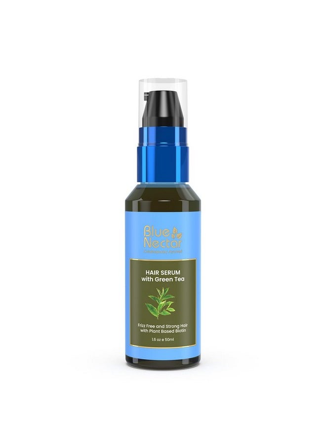 Blue Nectar Green Tea Hair Serum for Dry Frizzy Hair for Women & Men | Plant Based Biotin Hair Growth Serum | Hair Serum for Hair Fall Control for All Hair Types (12 herbs, 50 ml)
