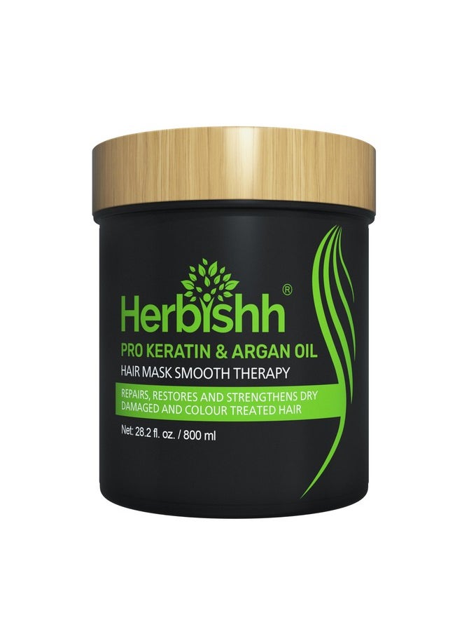 Herbishh Argan Hair Mask-Deep Conditioning & Hydration For Healthier Looking Hair- for very Dry, Weak, Stressed Out Hair, No Sulphates, No Parabens (800ML)